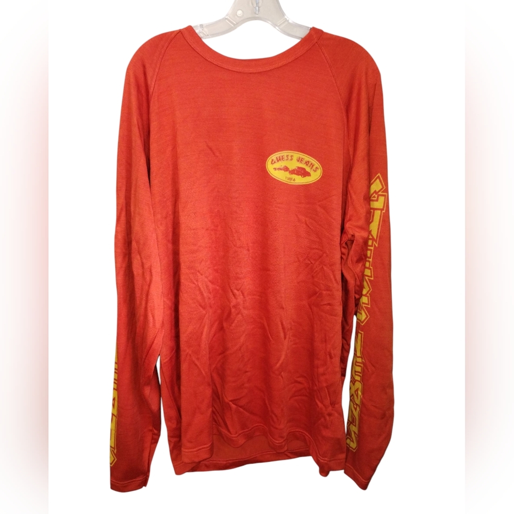 Vtg Y2K Guess Jeans L/S Shirt XXL Orange Turbo RARE MINT